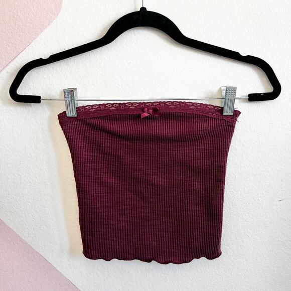 Lace Trim Tube Top, Coquette‎ Indie Sleaze Soft Girl Tumblr Romantic Goth XS - Picture 1 of 5